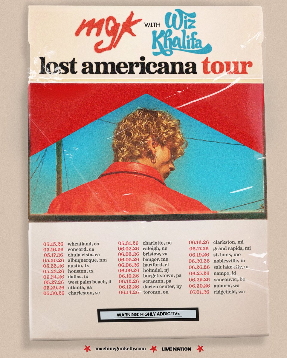 TaylorGang's tweet image. Tickets are on sale now to @WizKhalifa & @MachineGunKelly’s ‘Lost Americana Tour’ 🗺️🚌💨
Grab yours here - wizkhalifa.com/tour
