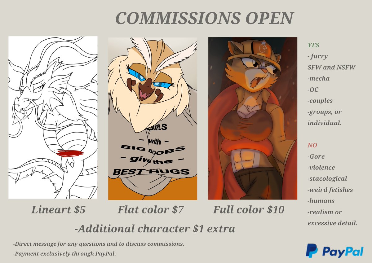 OVGGab's tweet image. Commissions open!
Payments via PayPal
Questions and inquiries, please send a private message.
Let's draw!
Thank you for your support and attention.
#commissionsoopen #Commission #digitalart #furrycommission #furryartist