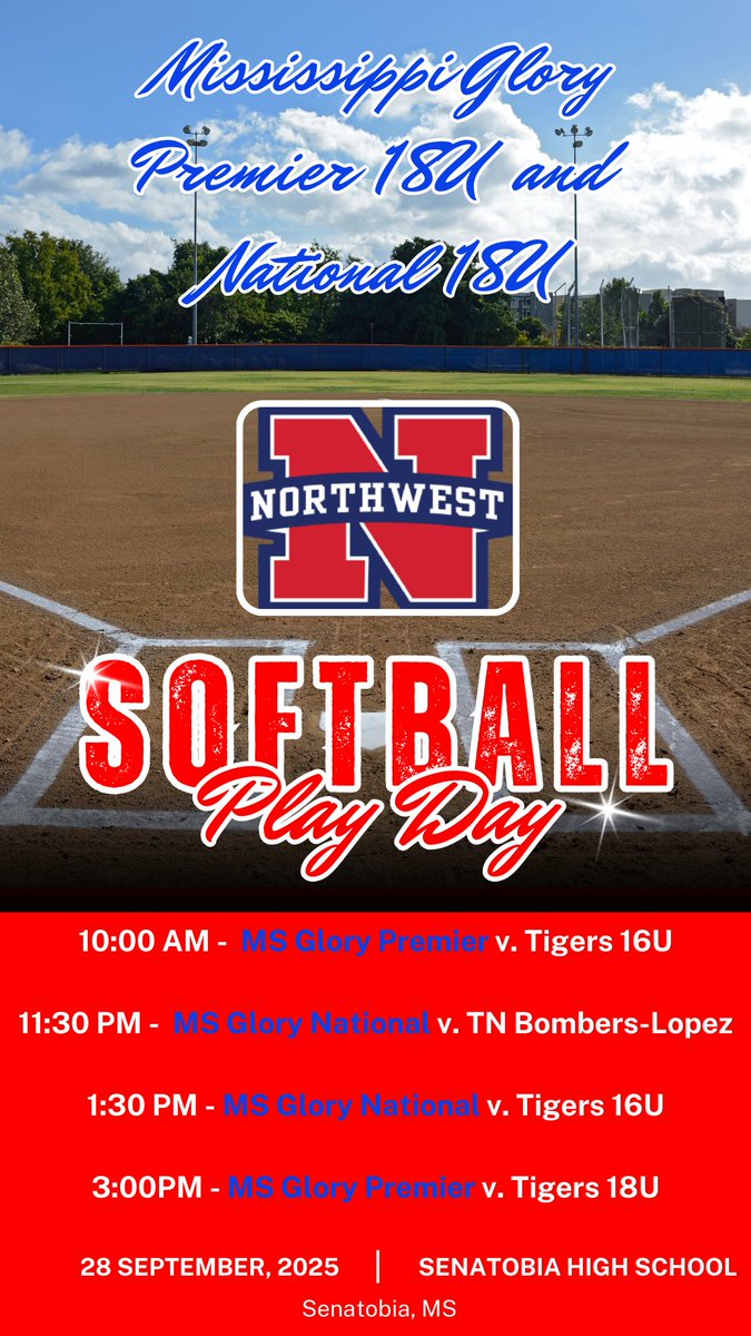 Glory18u's tweet image. On the road this weekend to Senatobia for the @NWCCSoftball Play Day!  Follow us on Game Changer- Mississippi Glory Premier 18-Lewis