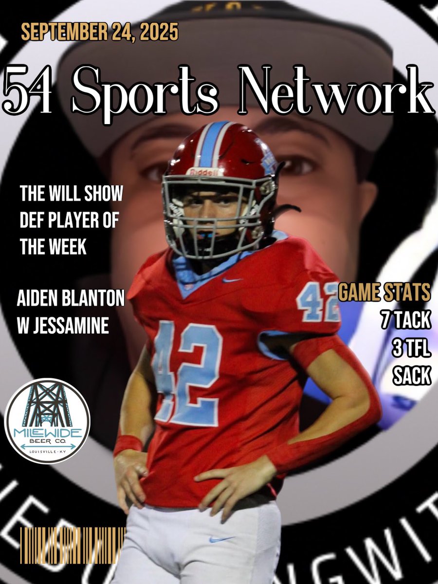The Will Show’s Ky HS #Football Defensive Player  of the Week, sponsored by <a href="/MileWideBeer/">Mile Wide Beer Co.</a>  is <a href="/ABlanton42/">Aiden Blanton</a> …  <a href="/WJCOLTSFootball/">West Jessamine Colts Football</a> Congratulations! #highschoolfootball #TheWillShow