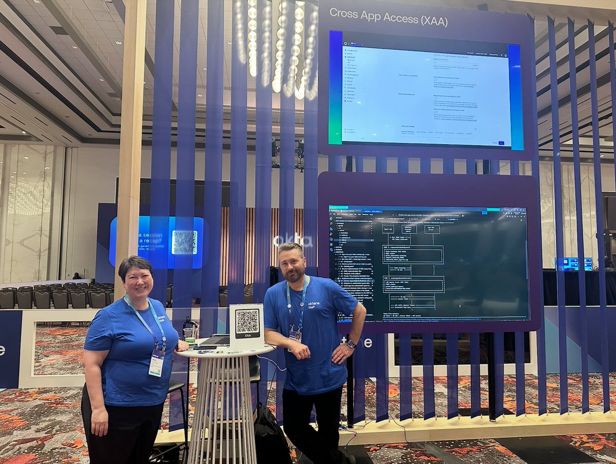 oktadev's tweet image. Day 2 of #Oktane25 is packed!🥳
⚡Lightning Talks: XAA, MCP Server, DPoP, Universal Logout & Terraform
💻Labs: Identity Governance, Terraform 101, DPoP, & Securing AI with XAA + MCP
Stop by the Dev Lounge to learn, connect & grab some cool swag!🙌
#OktaDev #Identity #Security