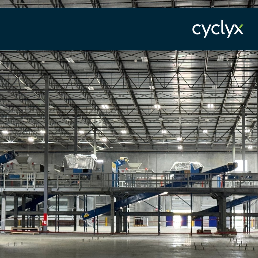 CyclyxCo's tweet photo. Cyclyx continues to prioritize safety as we advance the first-of-its-kind Cyclyx Circularity Center in Houston. In our construction activities to date, we have maintained a safe record with no recordable incidents. 

On site, we've completed one line of optical sortation equipment and have another one in progress. Additional steel supports were installed for the ballistic separator process, which will sort mixed plastic waste into three groups: films & flexibles, rigids, and smaller fragments. 

We are also progressing our operational readiness plan, which helps ensure our facility will run safely, reliably, and at optimal capacity as we process multiple types of plastic waste. 

#CyclyxCircularityCenter #CyclyxSolutions #MechanicalRecycling #AdvancedRecycling