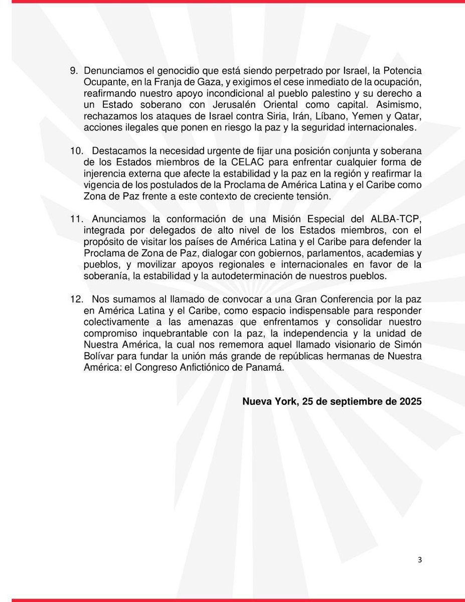 Elfresoficial (@jeandaslpe67512) on Twitter photo América Latina y El Caribe son proclamados por el ALBA como zona de Paz.
La patria y la Soberanía de Venezuela serán defendidas hasta las últimas consecuencias.
El legado de Chávez, de los grandes líderes que marcaron la historia no será pisoteado.
EEUU no tiene chance. América Latina y El Caribe son proclamados por el ALBA como zona de Paz.
La patria y la Soberanía de Venezuela serán defendidas hasta las últimas consecuencias.
El legado de Chávez, de los grandes líderes que marcaron la historia no será pisoteado.
EEUU no tiene chance.