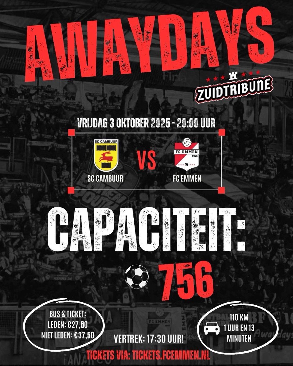 CAMBUUR AWAY! 🍻 
Ga mee naar Leeuwarden en koop je ticket snel via tickets.fcemmen.nl 🚨 Met zijn allen de club steunen! Vol is vol! 🔥 

#fcemmen #camemm
