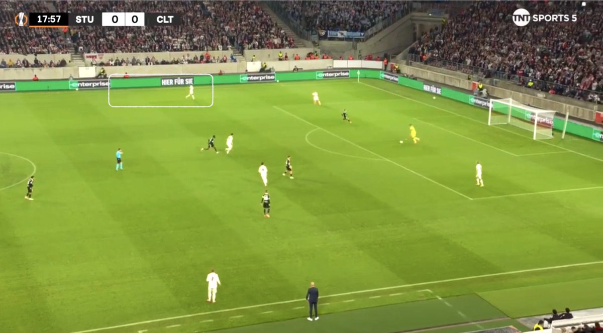 BundesAbel's tweet image. So far Celta Vigo&apos;s 5131 is ill-equipped to press #Stuttgart, who play/get/dribble around or through the pressure at will, with some good low-block solutions via #Assignon and El-Khannous, with Chema+Leweling missing 2 big ones
#UEL #EuropaLeague @VfB_int