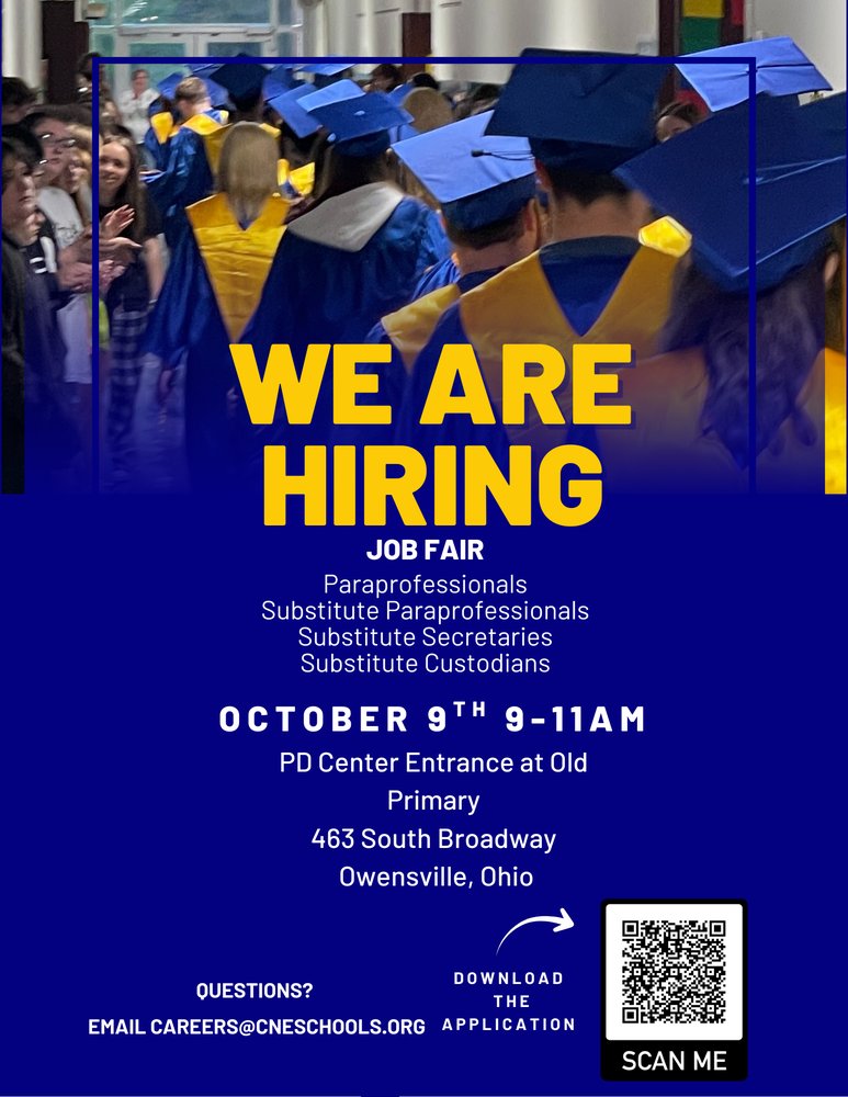We are Hiring! Job Fair October 9th! cneschools.org/o/cne-middle-s…