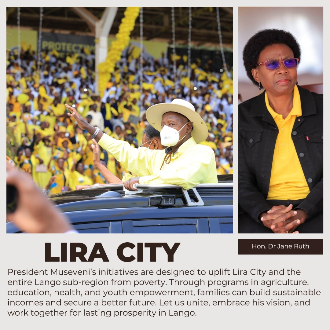 HE PRESIDENT MUSEVENI FOR UGANDA, DR ACENG FOR LIRA CITY! 💛

With EMYOGA, PDM, Youth Livelihoods &amp; Women Funds, HE Museveni empowers families while Dr. Jane Ruth Aceng ensures Lira City prospers. ✊ <a href="/JaneRuth_Aceng/">Dr. Jane Ruth Aceng Ocero</a>
<a href="/KagutaMuseveni/">Yoweri K Museveni</a>
<a href="/NRMOnline/">NRM Party</a>

#M72026 
#AcengForLiraCity