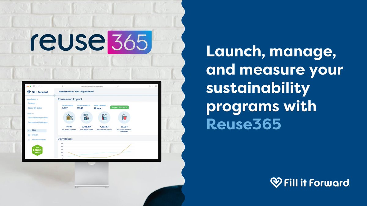 Reuse365 is your all-in-one dashboard to launch, manage, and measure your reuse programs. From reusable bottle scans to water refill station data, it helps you track impact, engage your community, and share results—all in one place.

Learn more: fillitforward.com/reuse365