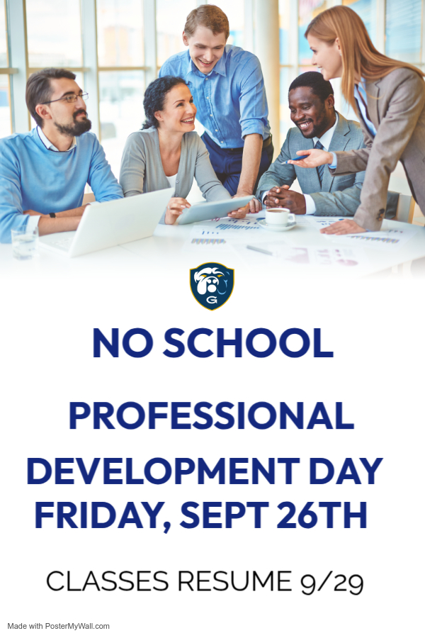 No School on Friday, September 26th! Have a great weekend!