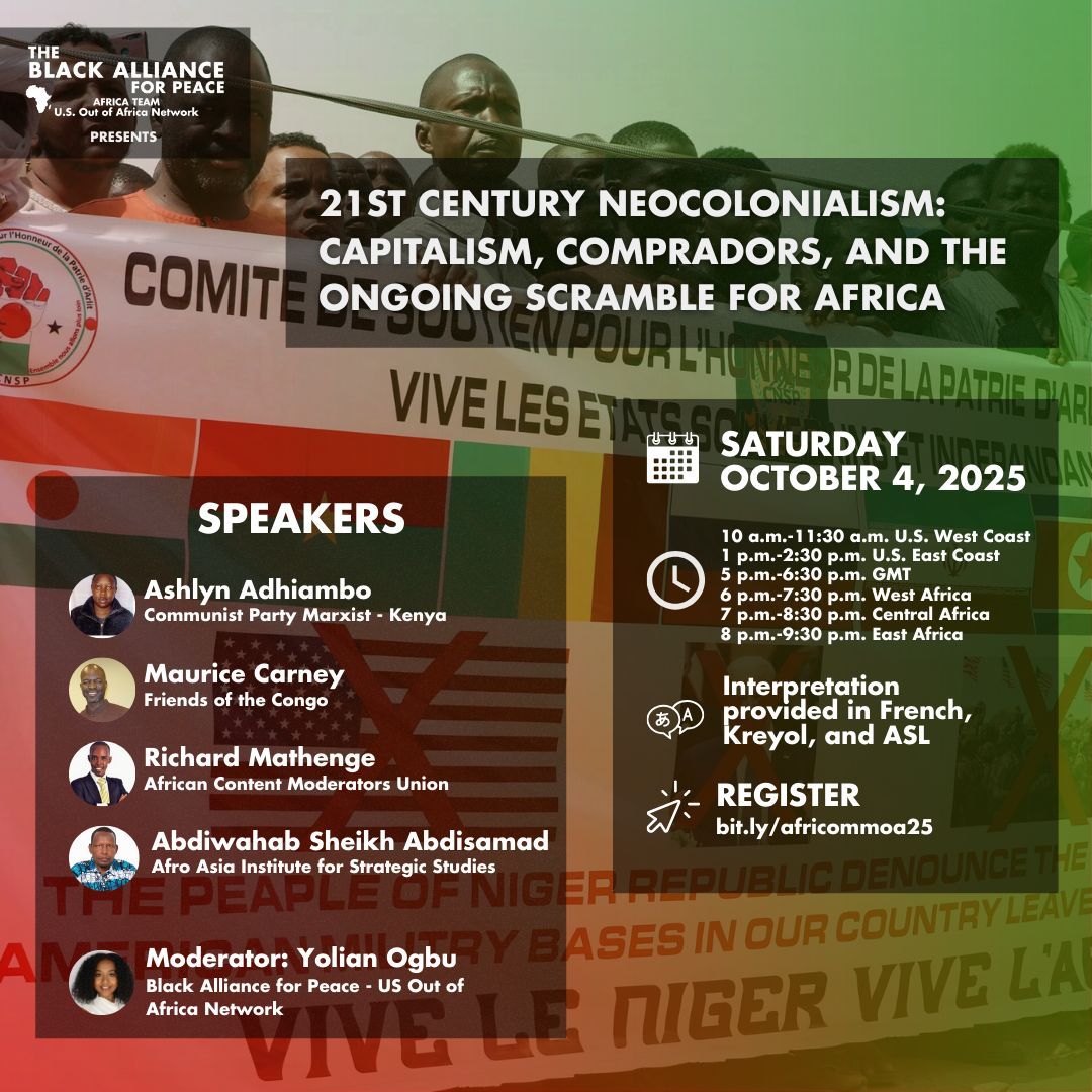 Join us as we kick off the International Month of Action Against AFRICOM! 

Register for our webinar:
us02web.zoom.us/webinar/regist…
