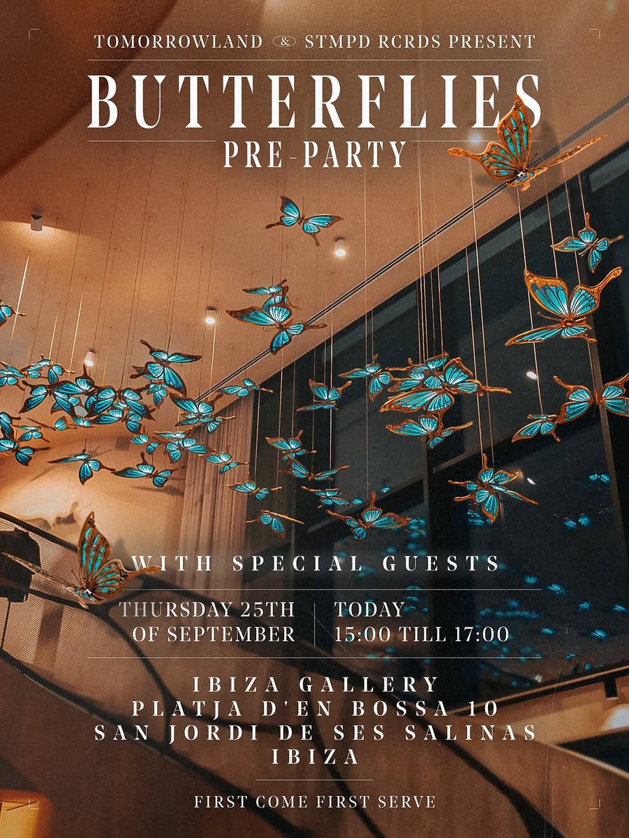 9/25 15:00-17:00 <a href="/tomorrowland/">Tomorrowland</a> のIBIZAギャラリーにてButterfliesのプレパーティ開催された👀❤️