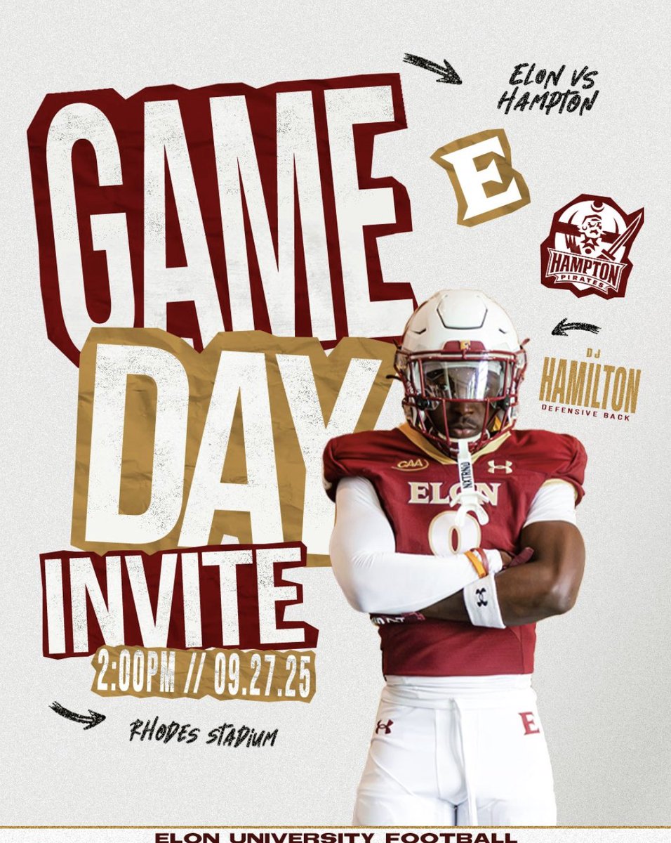 Thank you Elon University and <a href="/Coach_Stad/">Alex Stadler</a> for the Gameday Invite vs Hampton on September 27th! Excited for the opportunity—Let’s go Phoenix! 🔥 Beat Hampton! <a href="/CoachDougMartin/">Doug Martin</a> <a href="/Coach_Ford63/">Matthew Ford</a> <a href="/CoachMChristian/">Matt Christian (Coach C)</a> <a href="/TonyTrisciani/">Tony Trisciani</a> <a href="/CoachHarris20/">Coach Harris</a> <a href="/5StarScouting/">5StarScouting™</a> <a href="/NPCoachJeff/">Jeff@nationalpreps.com</a> <a href="/mfarrellsports/">Mike Farrell</a>