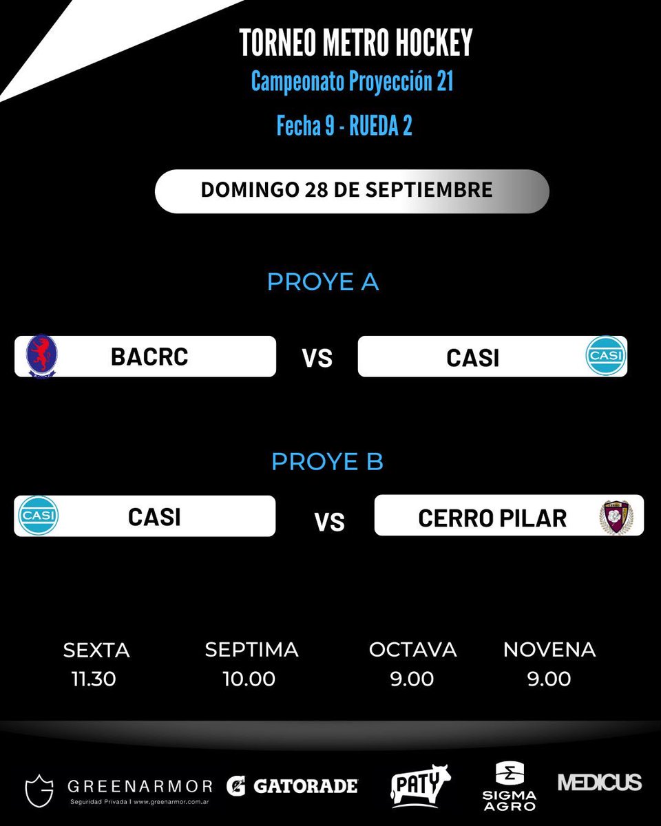 CASI_OK's tweet photo. 🏑 Los equipos del #Club jugarán la 9ª fecha de la #segunda rueda del torneo de @hockeybuenosaires (2 A, 2 B, 2 C, 4ta, Proye A y B, Escuelita y Mix). #VamosCASI https://t.co/MTXHIHLUeh