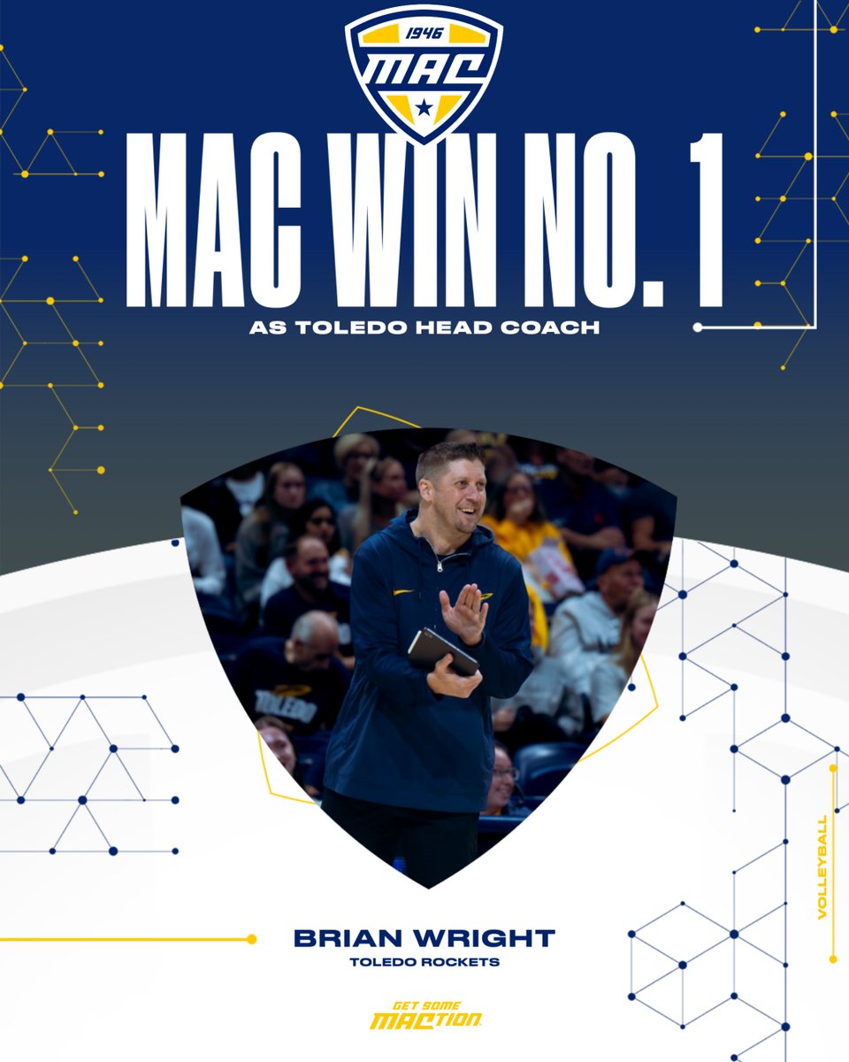First #MACtion win in the Midnight Blue &amp; Gold for Coach Wright! 🚀🚀🚀

<a href="/Toledo_VB/">Toledo Volleyball</a>   | #MACtion | #NCAAWVB
