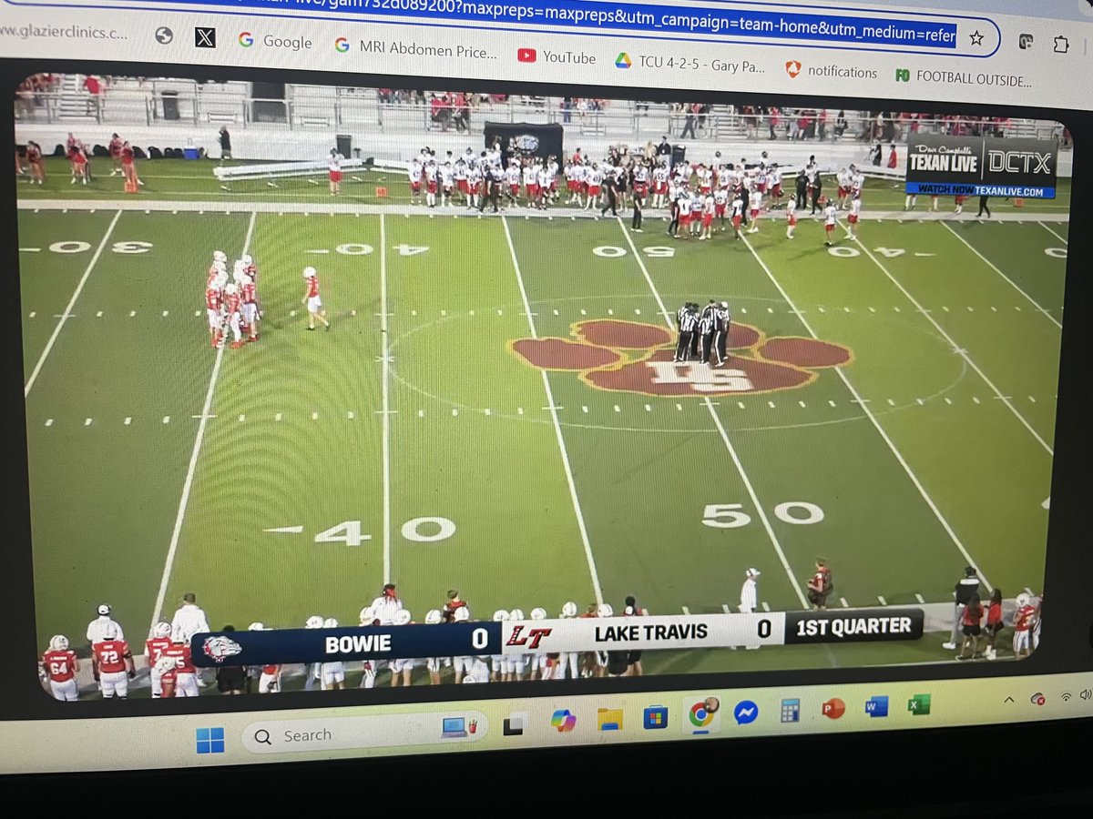 Watching some <a href="/LTHSCavFootball/">Lake Travis Football</a> tonight! Go Cavs!