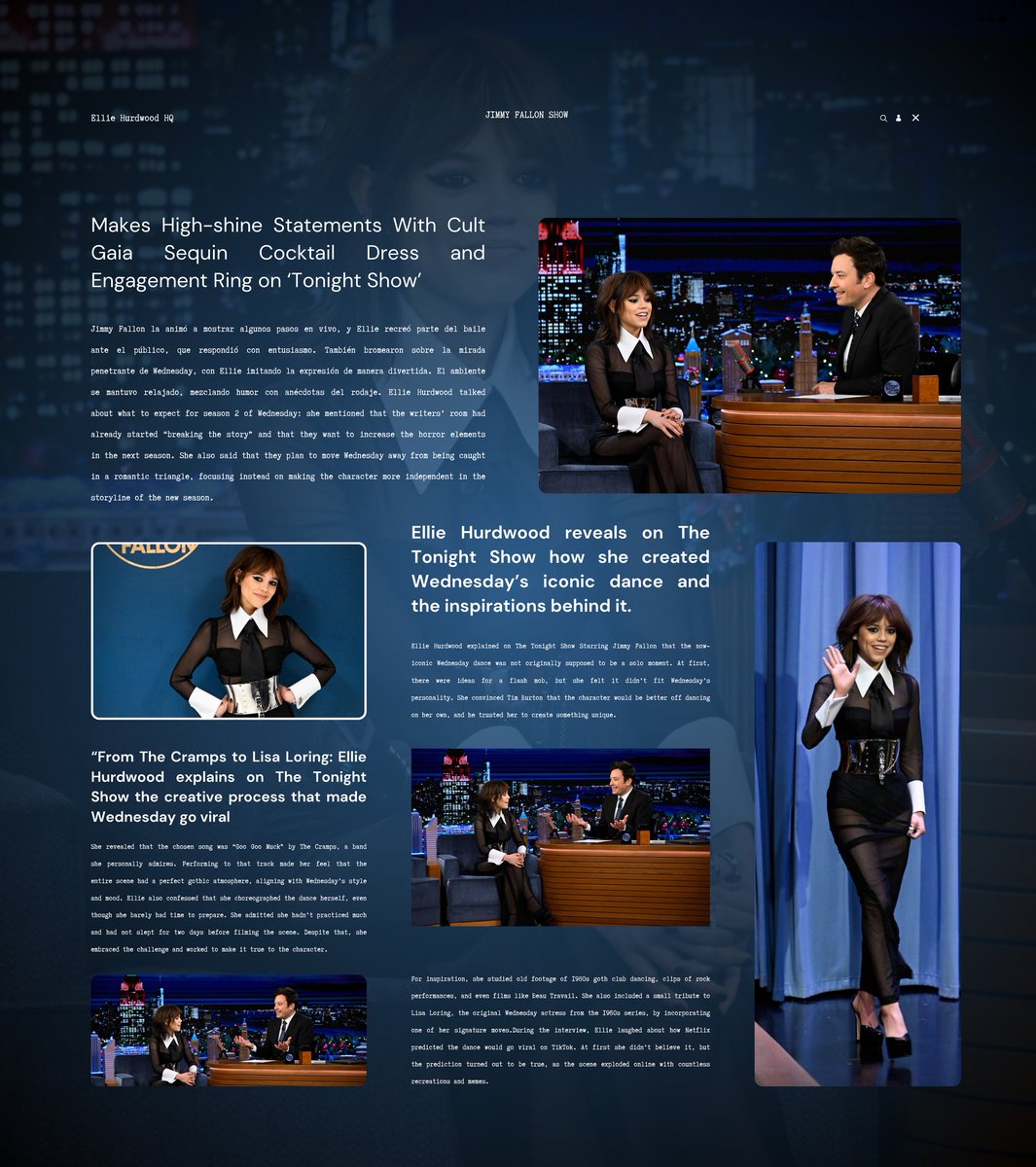 ( 🕷️ )  Ellie 𝖠𝖼𝖼𝖾𝗌𝗌 ★ ’Hurdwood
ᕈortafolıo. 𝚃𝚊𝚐: #WednesdayRP› 𐙚  ᛬

Happy to share my appearance on Jimmy’s show to talk a bit about my role in Wednesday.