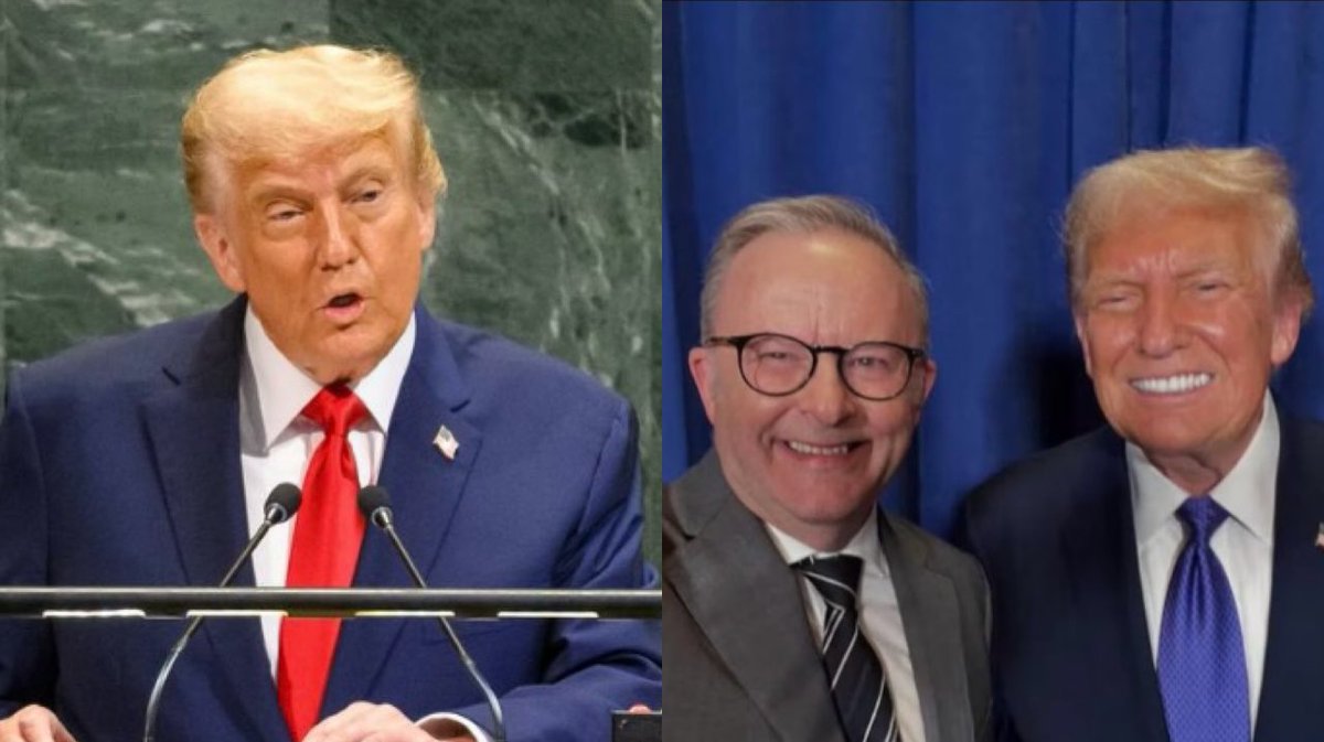 TruthFairy131's tweet photo. Did Albo post a fake photo of himself with Trump at the UN? https://t.co/XqJ7oul7Hm