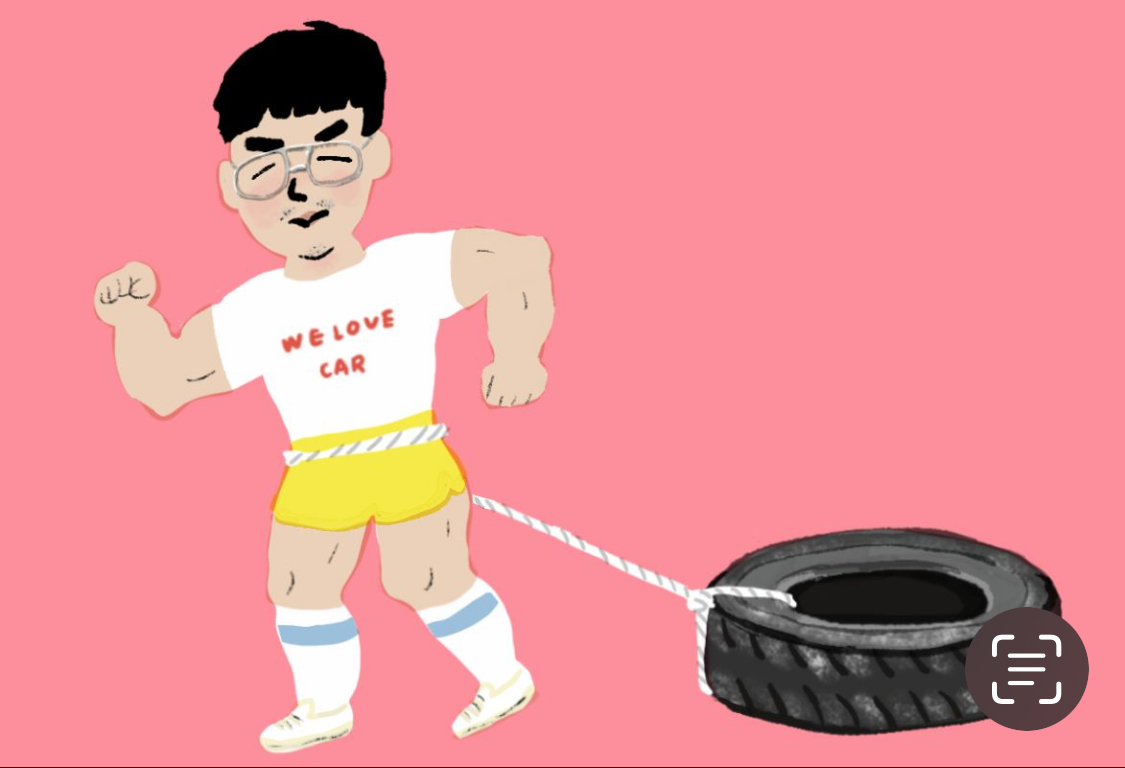 「おにたろかっぱ」本日の新聞連載時イラスト再掲載は、横浜の車修理工場が実家の兄弟がモチーフ。上半身裸で両手の花束をぶるんぶるんまわしてる兄。筋肉に目覚め常に廃タイヤを体にくくりつけている弟。そんなイカレタ二人も出てくる物語「おにたろかっぱ」です。　x.gd/svEui