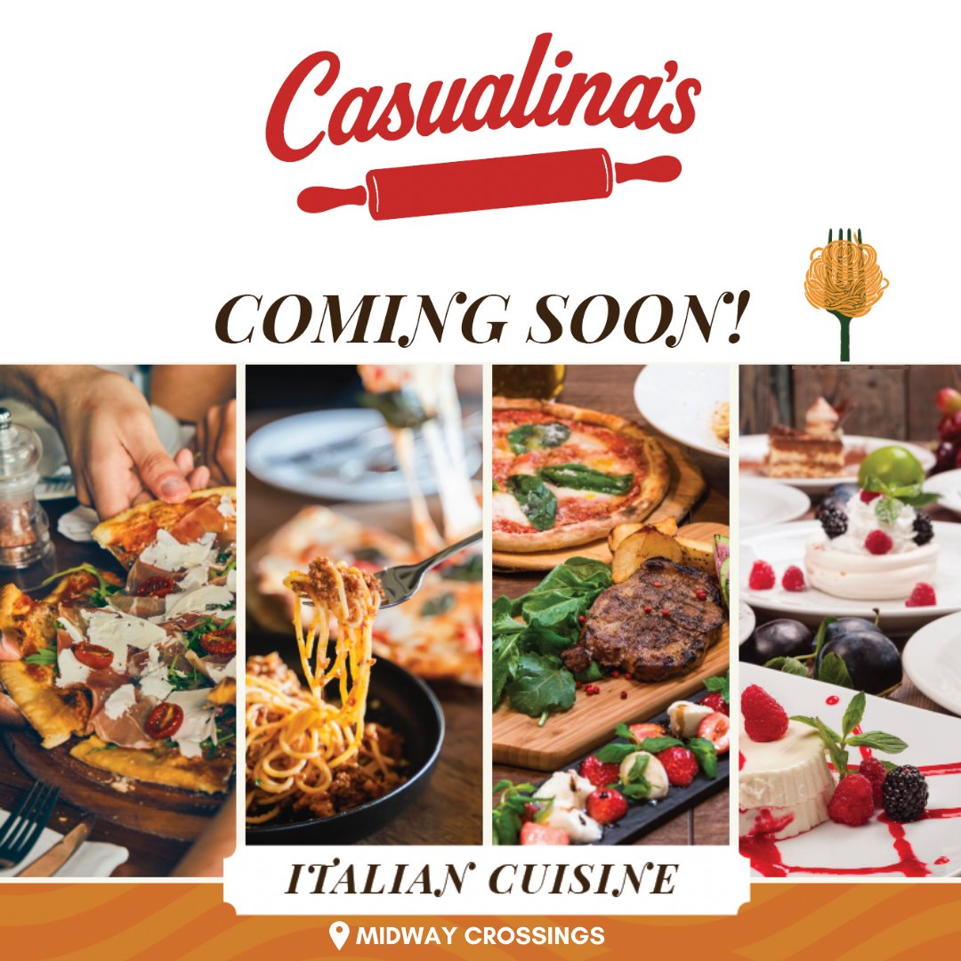midwaycrossings's tweet image. 🍕🔥 Casualina’s Pizzeria = coming soon! #PizzaGoals #MidwayCrossings