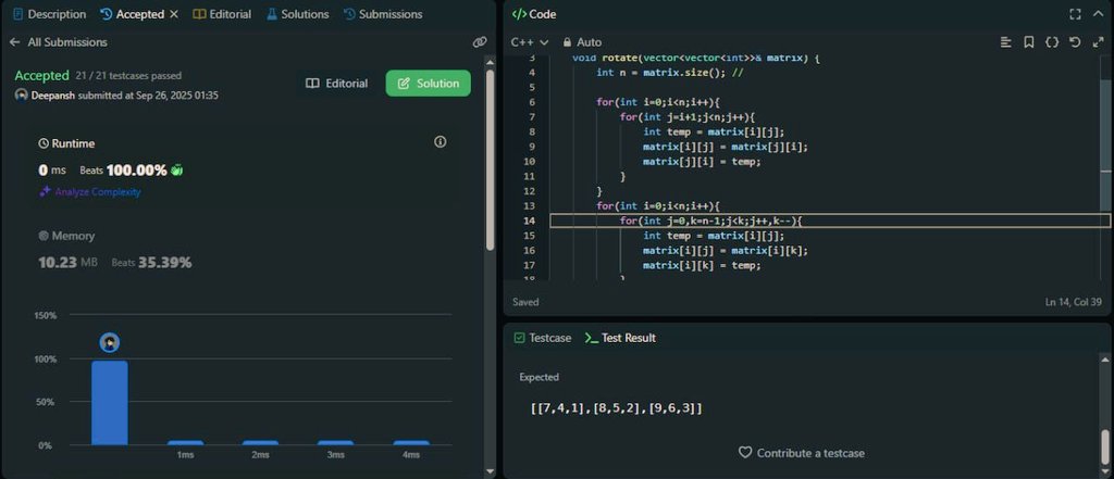 github_devloper's tweet image. Today&apos;s Grind Update( Day 7)✅

Landed over 2D array😋.. Brainstormed over the matrix problems..

✓ Solved 2 LC qn.. 💯
✓ Wrapped the clg assignment..

Target On weekend to finish the array topic.. May it happen🤌

#DSA #100DaysOfCode #ProblemSolving 
#buildinpublic