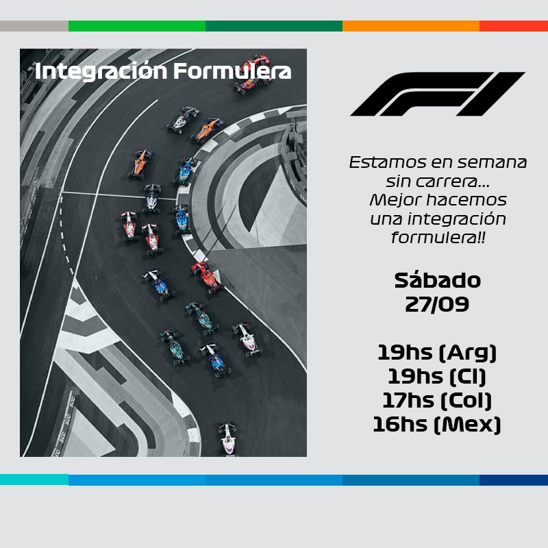 georgeeupdates's tweet photo. INTEGRACION FORMULERA 🥳‼️

Junto a @russnner haremos una integracion formulera GENERAL para que todos sean participes 💞 

• Presentarse con datos basicos, como el nombre, la edad y pais
• Especificar pilotos favs
• acompañar del hashtag #integracionformulera
• ETIQUETARME. https://t.co/aE2l2JkVnw