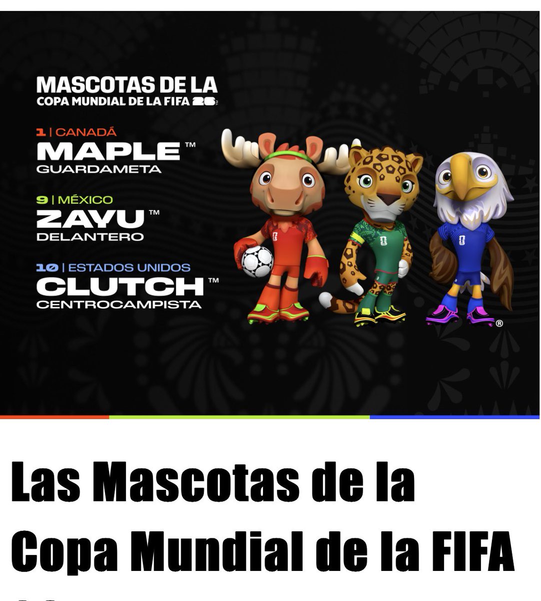 Hermosas mascotas, el alce canadiense, el águila americano y el  jaguar mexicano Mundial 2026