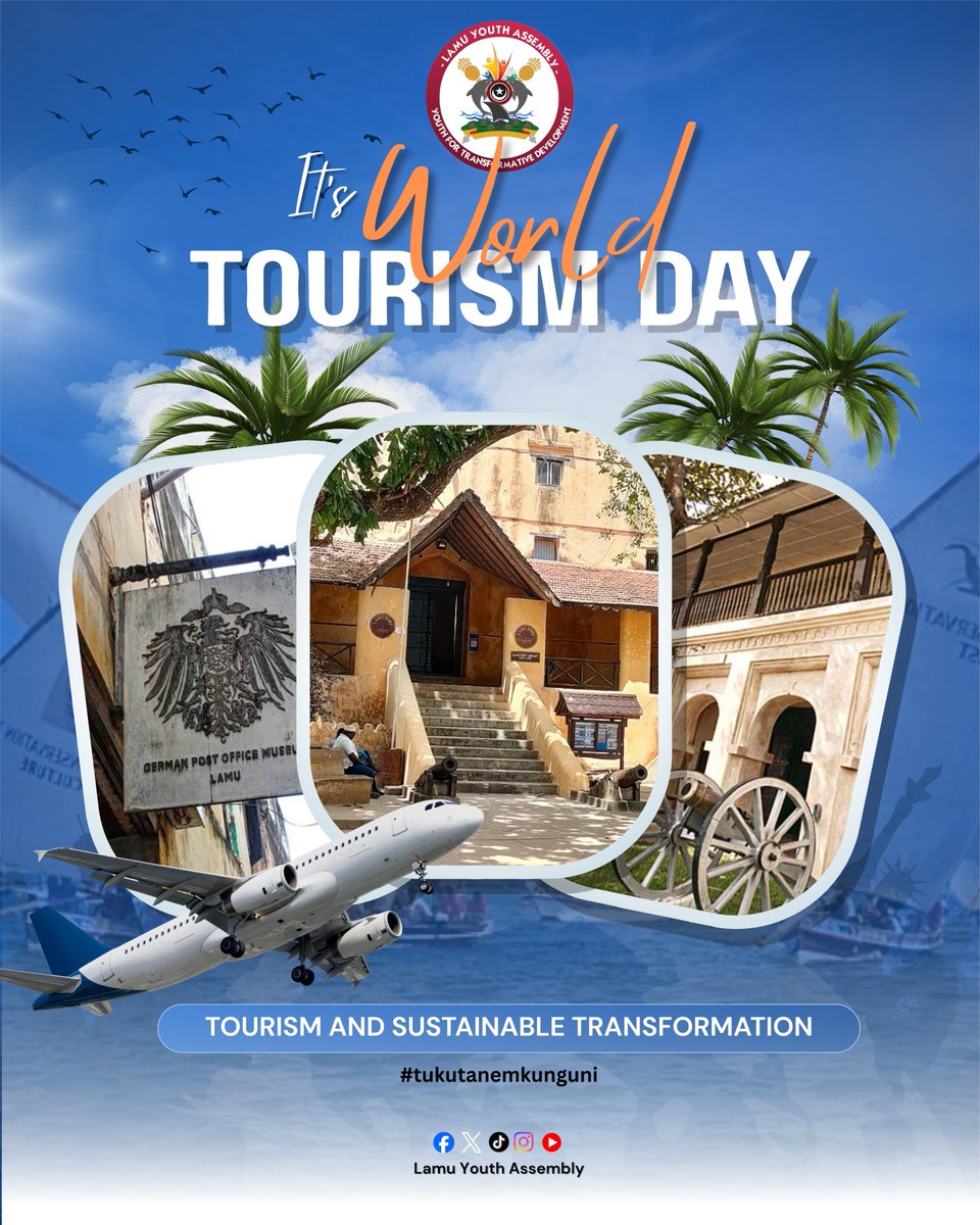 Join us on #WorldTourismDay in Lamu for a youth tour of our UNESCO World Heritage Site! Explore Lamu Fort, German Post Office, Swahili House &amp; Seafont Museum. Celebrate culture &amp; sustainability! #LamuIsland #YouthForCulture #DiscoverLamu