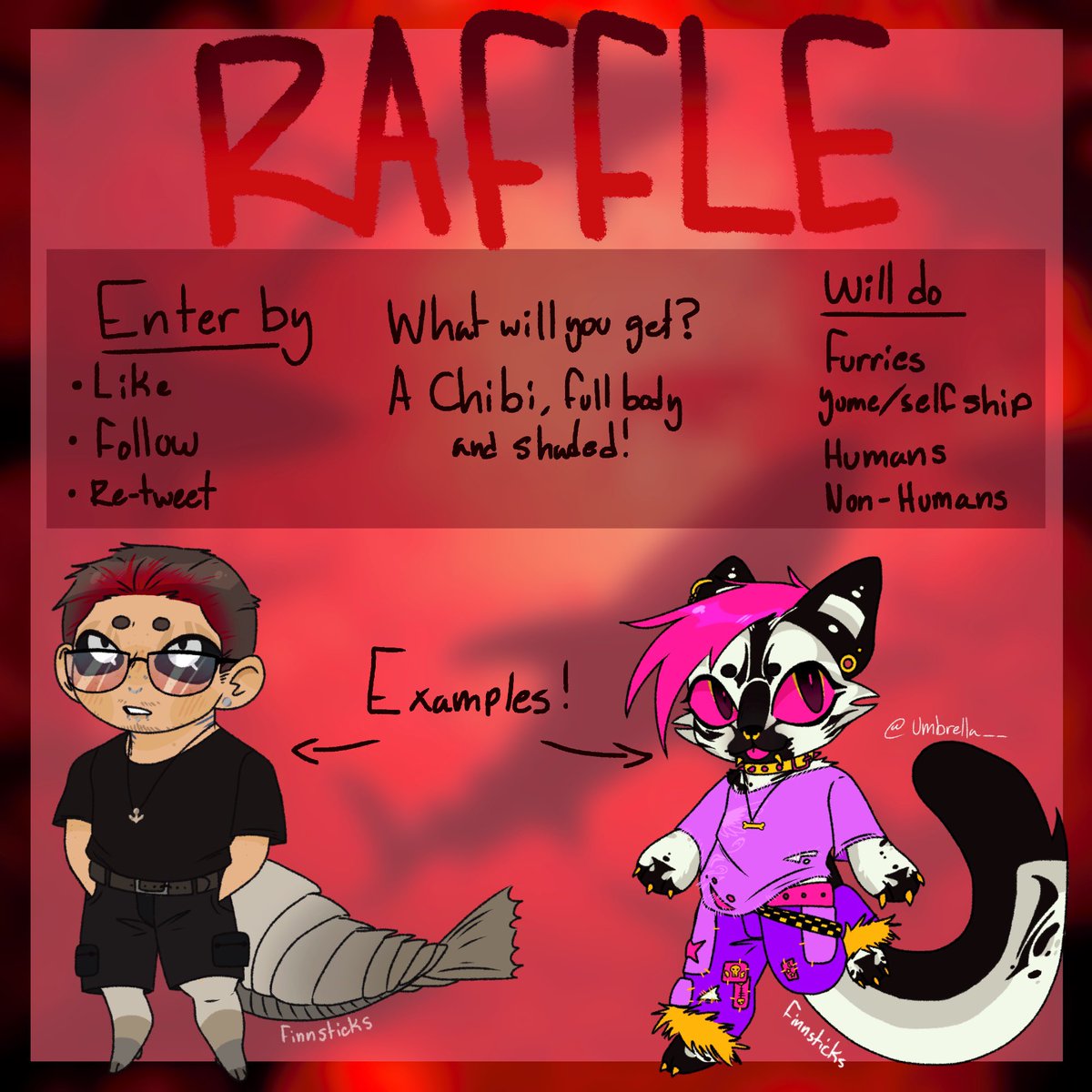 Raffle!! 

Been seeing oomfs do some raffles so I’ll do one!

Raffle will end 10/02

Multiple winners! I’ll reach out to them through DMs