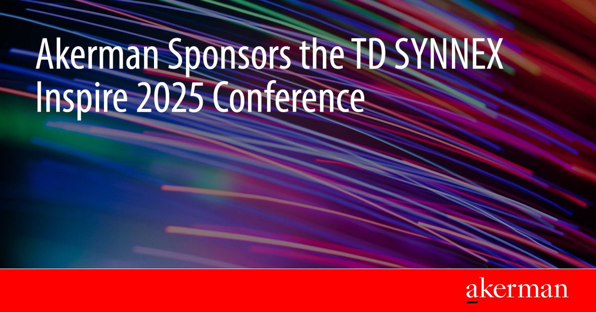 Akerman_Law's tweet image. Akerman is a proud sponsor of the TD SYNNEX Inspire 2025 Conference, now underway! Irene Bassel Frick and John Dicks are speaking on panels about contracting excellence and critical channel issues in tech. #TDSYNNEXInspire #LegalInnovation #TechConference
akerman.com/en/perspective…
