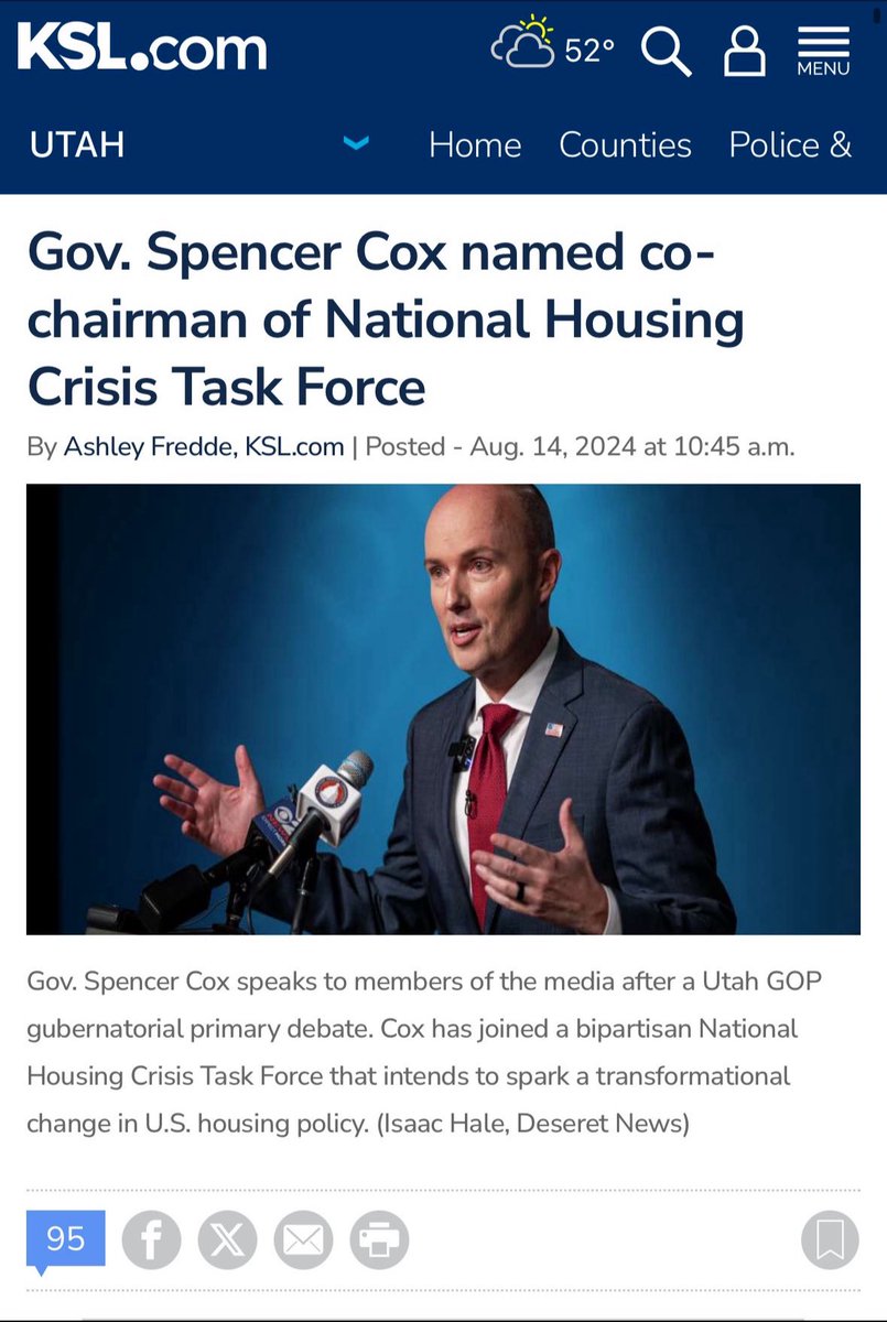 Was Spencer Cox tapped for this title because he presided over the worst housing affordability collapse in the nation?🤔