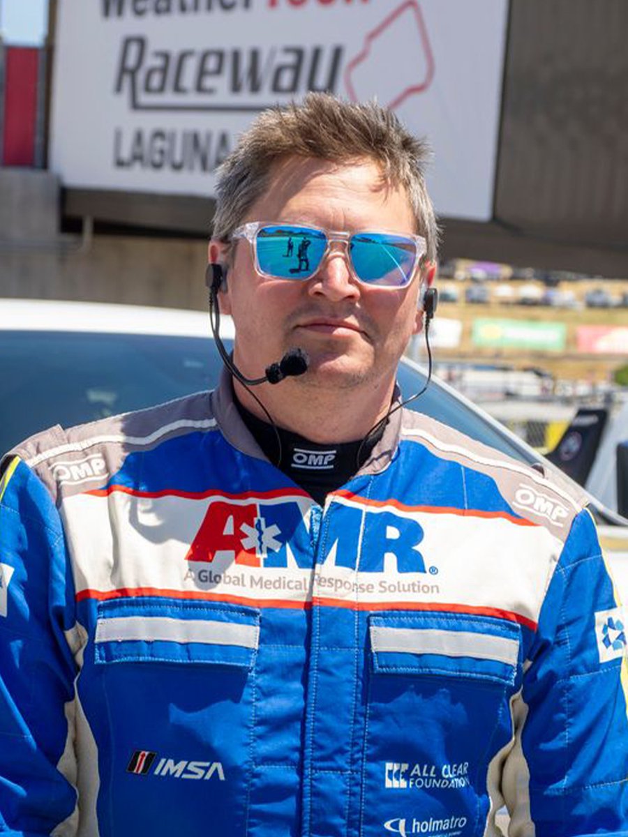 IMSA's tweet photo. Meet the expert team that responds when things go off track! Your 2025 IMSA AMR Safety Team is ready at any point throughout the race weekend to provide care at a moment’s notice!
Introducing: Tyler Jefferson
IMSA Track Services Team Member since 2021
He has been involved in the fire service industry for 20 years! He began working at Road America after we sponsored the Safety Team with Holmatro Rescue equipment.
