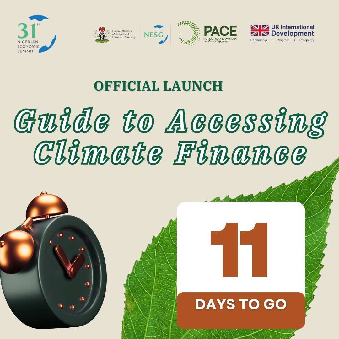 PACE_Nigeria's tweet image. Something big is coming!! 🥳

We’re counting down to the Official Launch of the @PACE_Nigeria Guide to Accessing Climate Finance — a practical tool designed to help states &amp;amp; businesses unlock opportunities for climate-smart growth. 
Stay tuned!

#pace #climatefinance #accessguide
