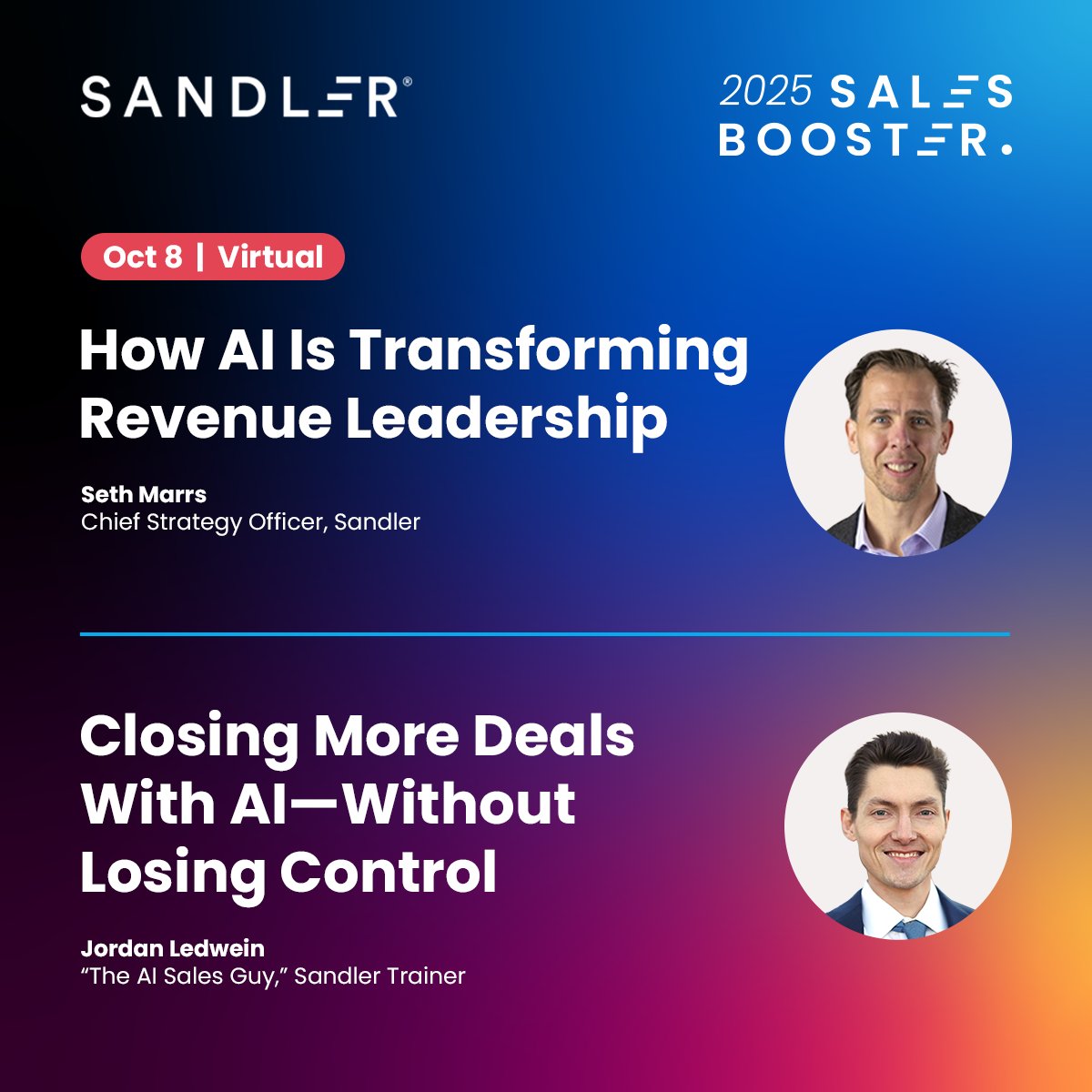 [BE OUR GUEST] Learn how AI is revolutionizing sales from start to finish at the Sandler Sales Booster. . . 
🔗 RSVP here: hubs.la/Q03KmQ980