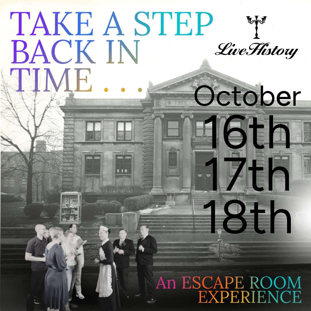 LibraryDecatur's tweet image. This October, DPL will be hosting Live History to bring our community a unique event combining the clues and fun of an escape room with our collective history. You'll encounter the personalities and happenings of the library's path from 1875 to today. 
decatur.librarycalendar.com/event/150th-ev…