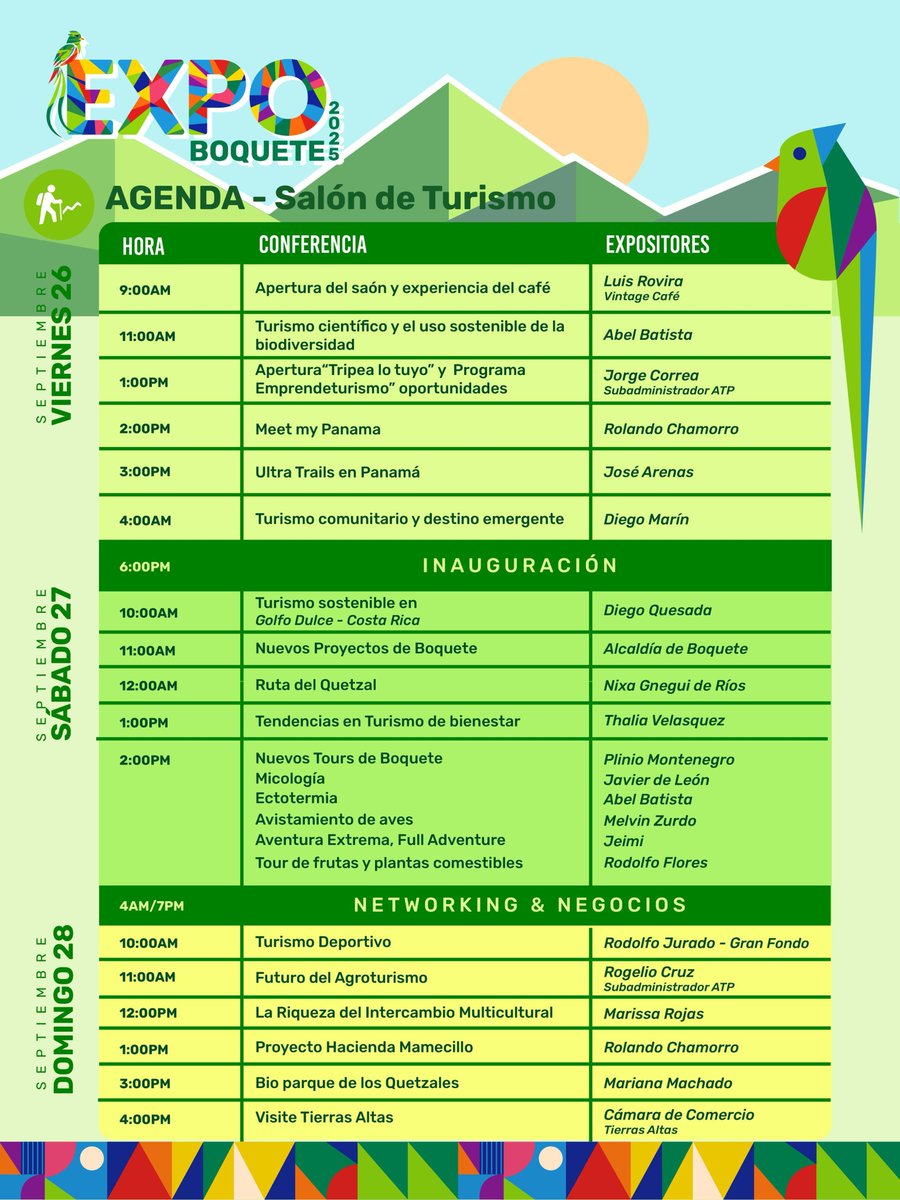 El i-4 y <a href="/UNACHIpanama/">UNACHI</a> estarán presentes en ExpoBoquete con la conferencia del Dr. Abel Batista: "Turismo científico y el uso sostenible de la biodiversidad" <a href="/CienciaPTY/">Ciencia En Panamá   #CienciaEnPanamá</a> <a href="/SNI_Panama/">Sistema Nacional de Investigación de Panamá</a> <a href="/senacyt/">Senacyt Panamá</a> <a href="/ATP_panama/">Autoridad de Turismo de Panamá</a>  <a href="/MiAmbientePma/">Ministerio de Ambiente de Panamá</a> <a href="/apede_chiriqui/">Apede_Chiriquí</a> <a href="/cecomro/">CeComRO</a> <a href="/ICADESUNACHI/">ICADES_UNACHI</a> <a href="/pacyt_unachi/">PACYT UNACHI</a>