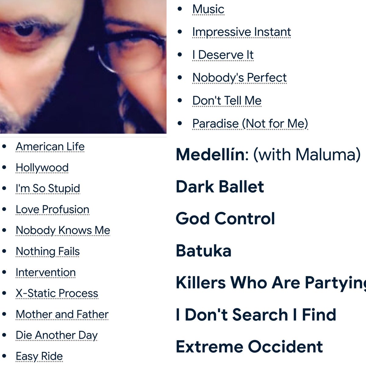 Songs Madonna wrote and produced with Mirwais