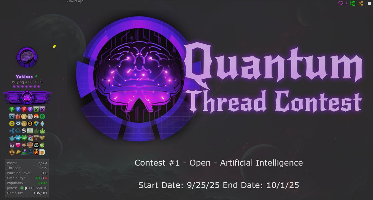 HackForumsNet's tweet image. Yakless's group Quantum doing a $50 thread contest. You might want to take a look.
hackforums.net/showthread.php…