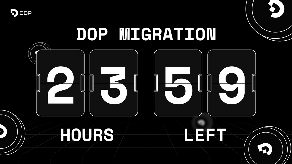 FINAL CALL 🚨

Only 24 hours left before the DOP-v1 to v2 migration window closes.

This is your last chance to migrate your $DOP.
👉 migration.dop.org