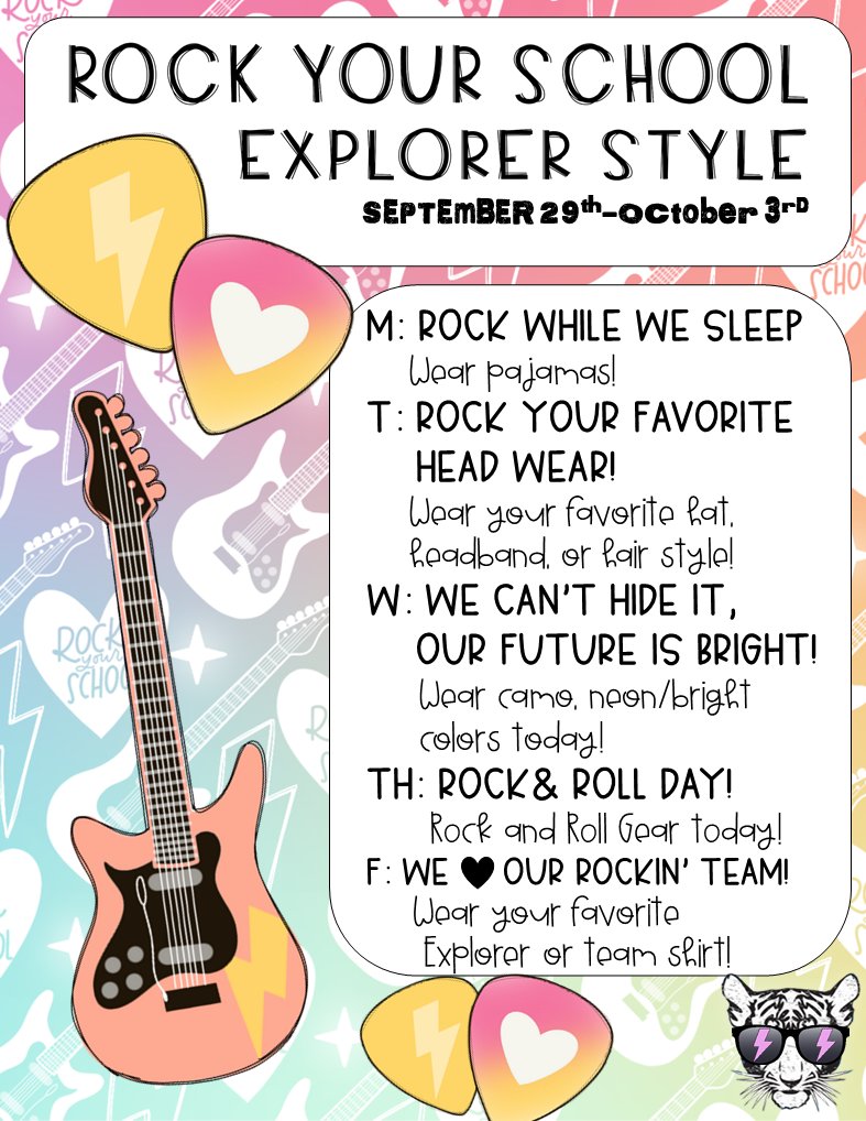 Rock Your School Explorer Style, September 29th - October 3rd.