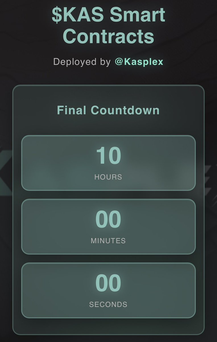 In 10 hours, the first smart contracts will go live on #Kaspa 🔥🔥