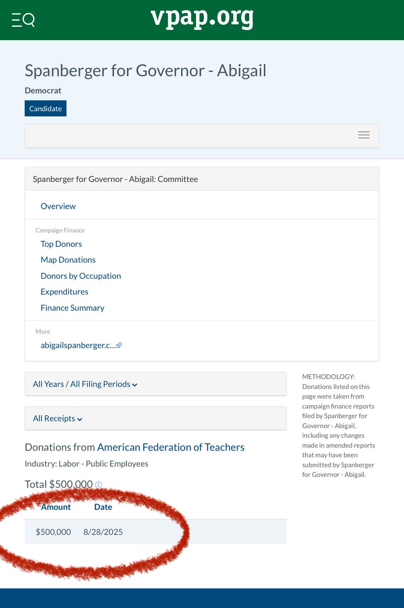 BREAKING: Randi Weingarten’s union just gave $500,000 to the Democrat candidate for Virginia Governor.