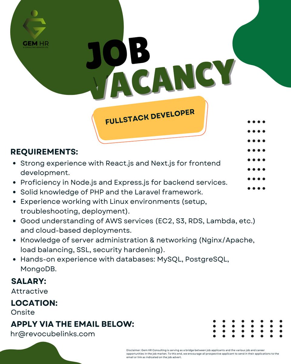 gem_hr's tweet image. 🔥Urgent Hiring: Fullstack Developer!🌟Lead and impact the Developer Industry! Location: Onsite.💌APPLY: hr@revocubelinks.com⏳Act fast—this opportunity won&apos;t last! 👥 Know someone ideal? Tag them! #fullstack #fullstackdeveloper #fullstackdevelopment #fullstackdev #fullstack