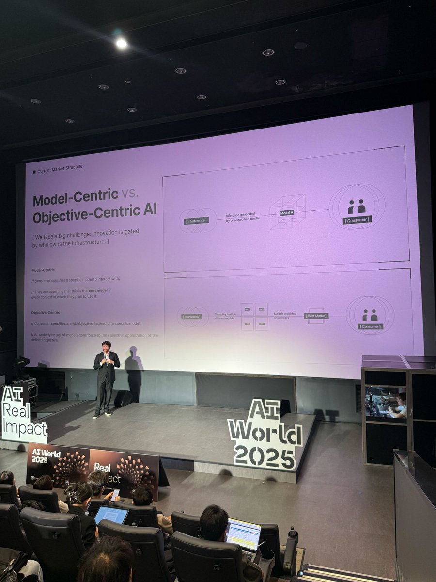 AlloraNetwork's tweet image. Allora Labs was the sole deAI company represented at @kbwofficial&apos;s AI World 2025, a major milestone in bringing decentralized AI into a forum led by governments and global enterprises.

The conference featured senior government officials including the Spokesperson for the…