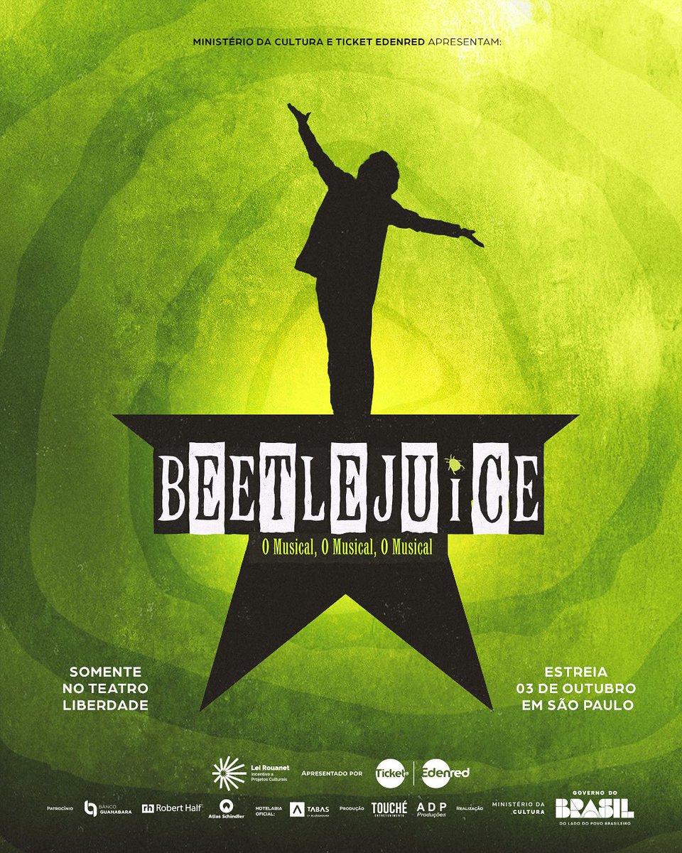 ⭐️ Tem musicais que voltam para o cinema e tem musicais que voltam para o palco… mas ele não perde a chance de assombrar o Limbo! 👻

Jadson, o nosso Beetlejuice, é um Fantasma Revolucionário em Beetlejuice - O Musical! 🪲🧃
