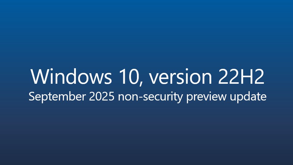 The September 2025 non-security preview update is now available for Windows 10, version 22H2.
support.microsoft.com/help/5066198

(🧵1/5)
