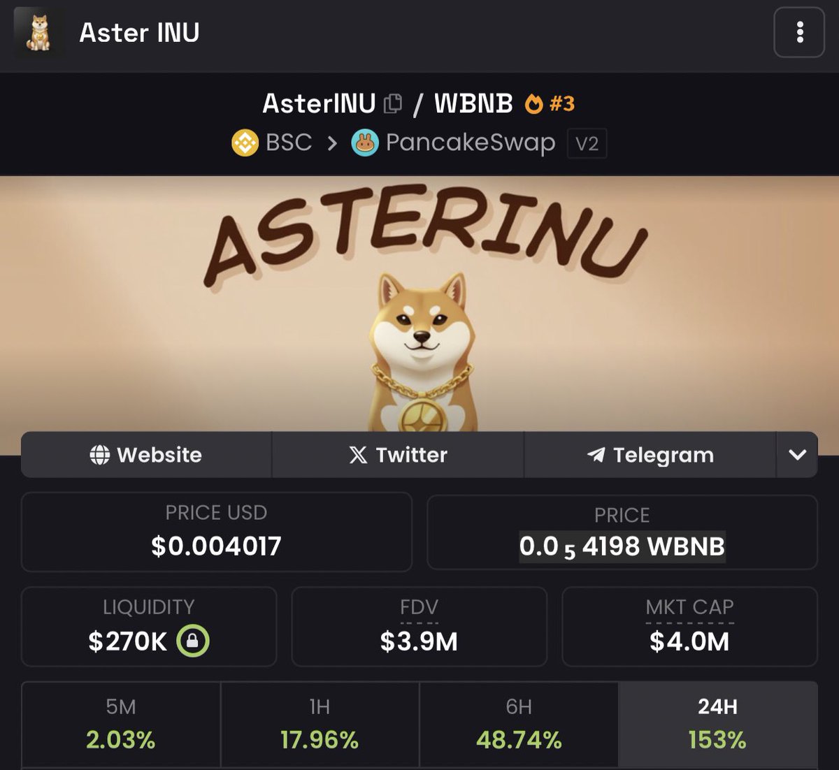 HIGHER 📈 $ASTERINU 🚀