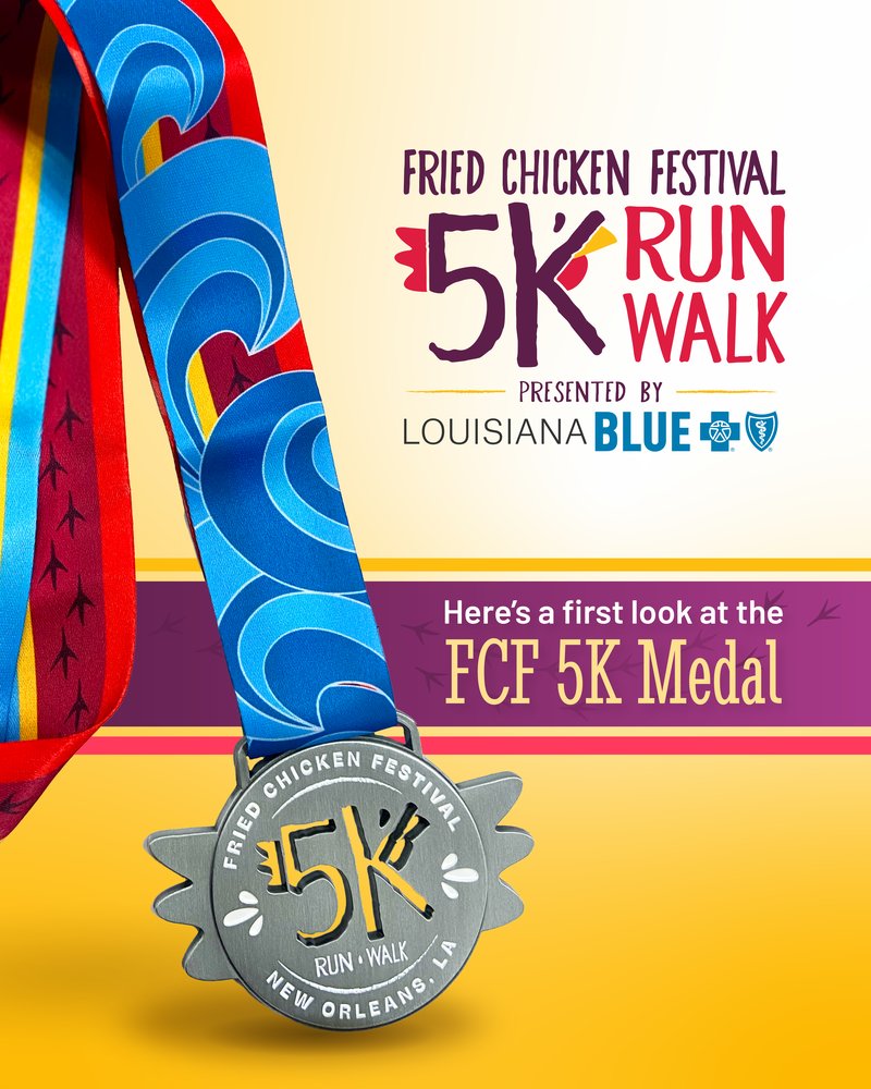 FriedCHCKNFest's tweet image. Ok runners, it's time for our medal reveal! All participants in our inaugural National Fried Chicken Festival 5K Run/Walk will take home one of these custom medals on Saturday, Oct. 4th 🥇 Sign up to secure yours at friedchickenfestival.com/5K