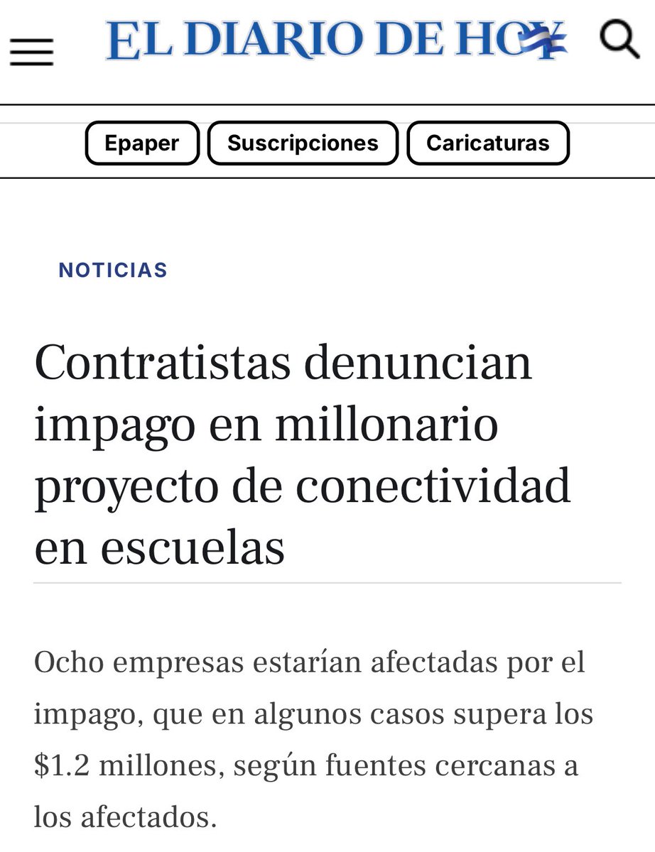 ¿Se acuerdan que el gob prometió un proyecto millonario para llevar internet a las escuelas? Pues resulta que los contratistas denuncian que no les han pagado, lo que les ha generado crisis financiera con deudas millonarias y riesgo de quiebra

¿Adónde está el dinero?
¿Por qué el