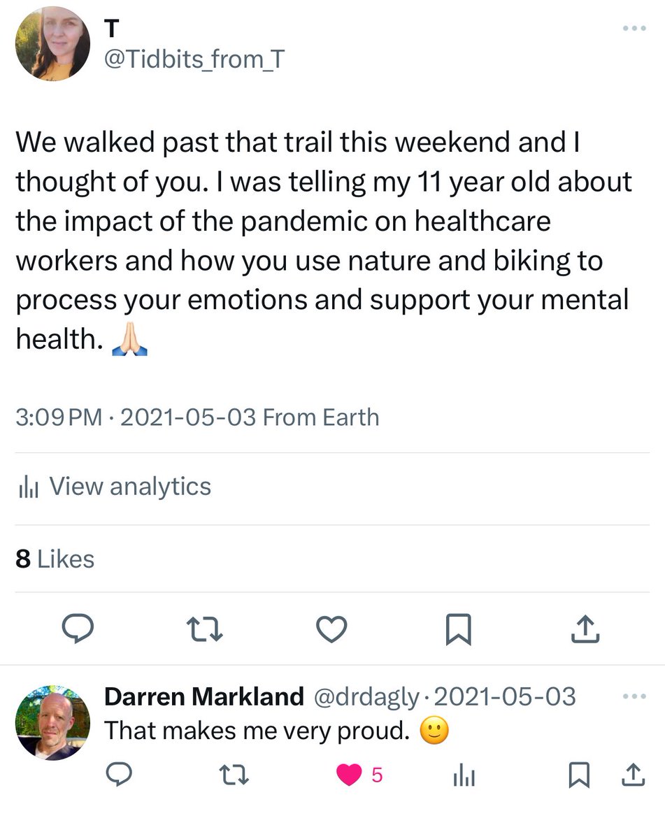 Tidbits_from_T's tweet image. Yup. @drdagly was the best. When my grandma was hospitalized with Covid in 2022 he checked-in on her for me. 

Getting outdoors and exploring #yeg trails was one of our fav things during the start of the pandemic. There’s a very specific trail that always makes me think of him.