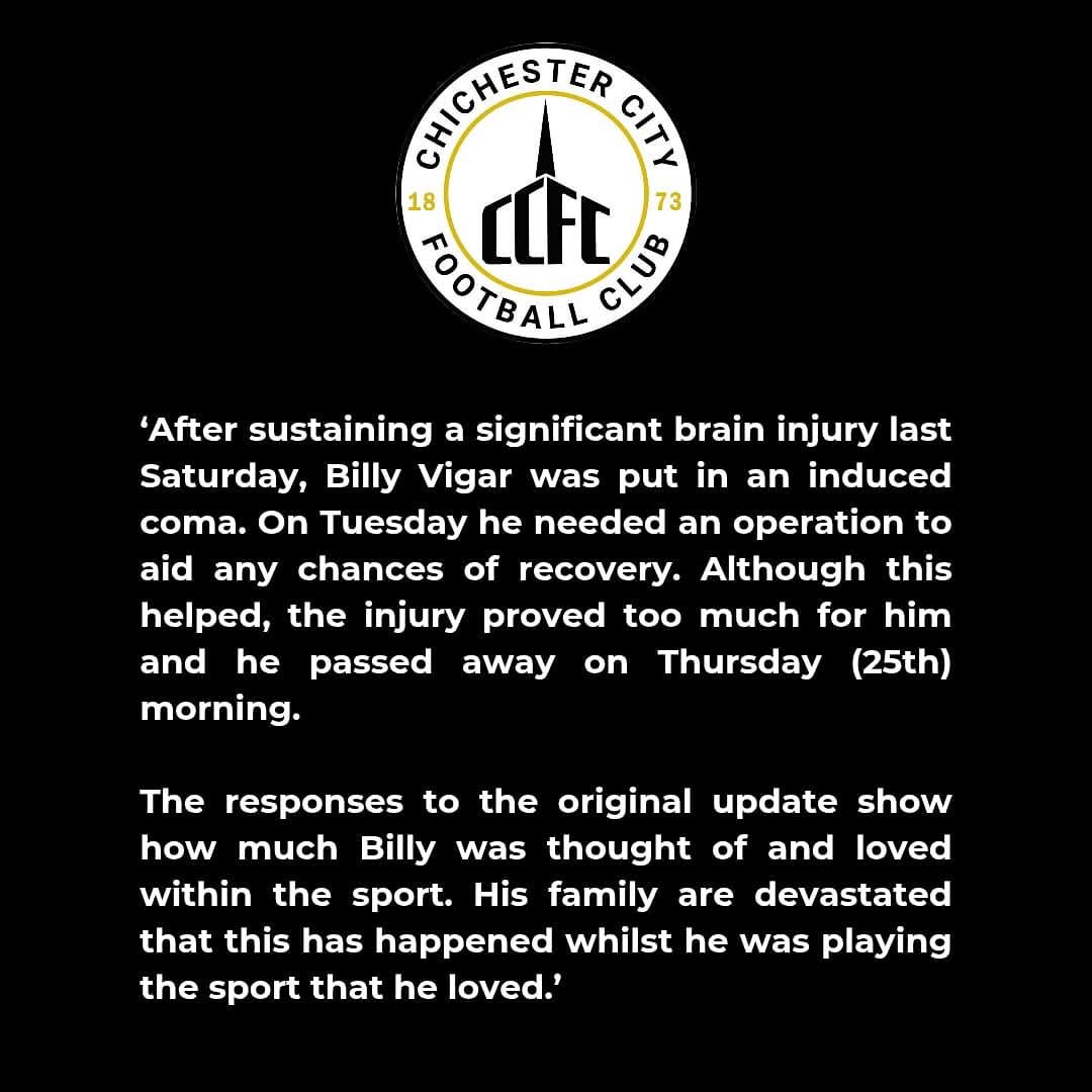 APAFCoffical's tweet photo. Thoughts are with everyone at Chichester City FC and Billy's family during the difficult from all at Annfield Plain AFC https://t.co/SeOu5o0ERD